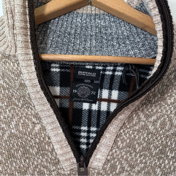 BUFFALO David Bitton Men’s Combo Jute Fleece Lined 3/4 Zip Sweater Size XL - Picture 5 of 15